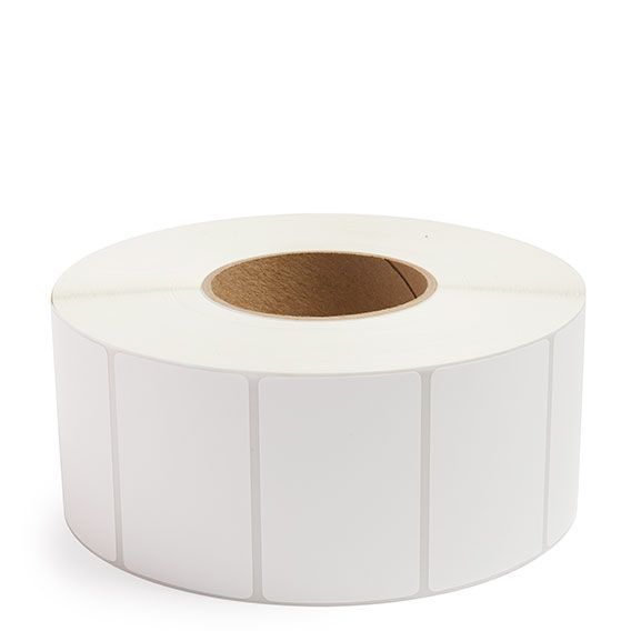Thermal transfer label roll with white label sheets, 3 in core