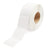 White thermal transfer label roll with blank labels, showing roll edge and backing