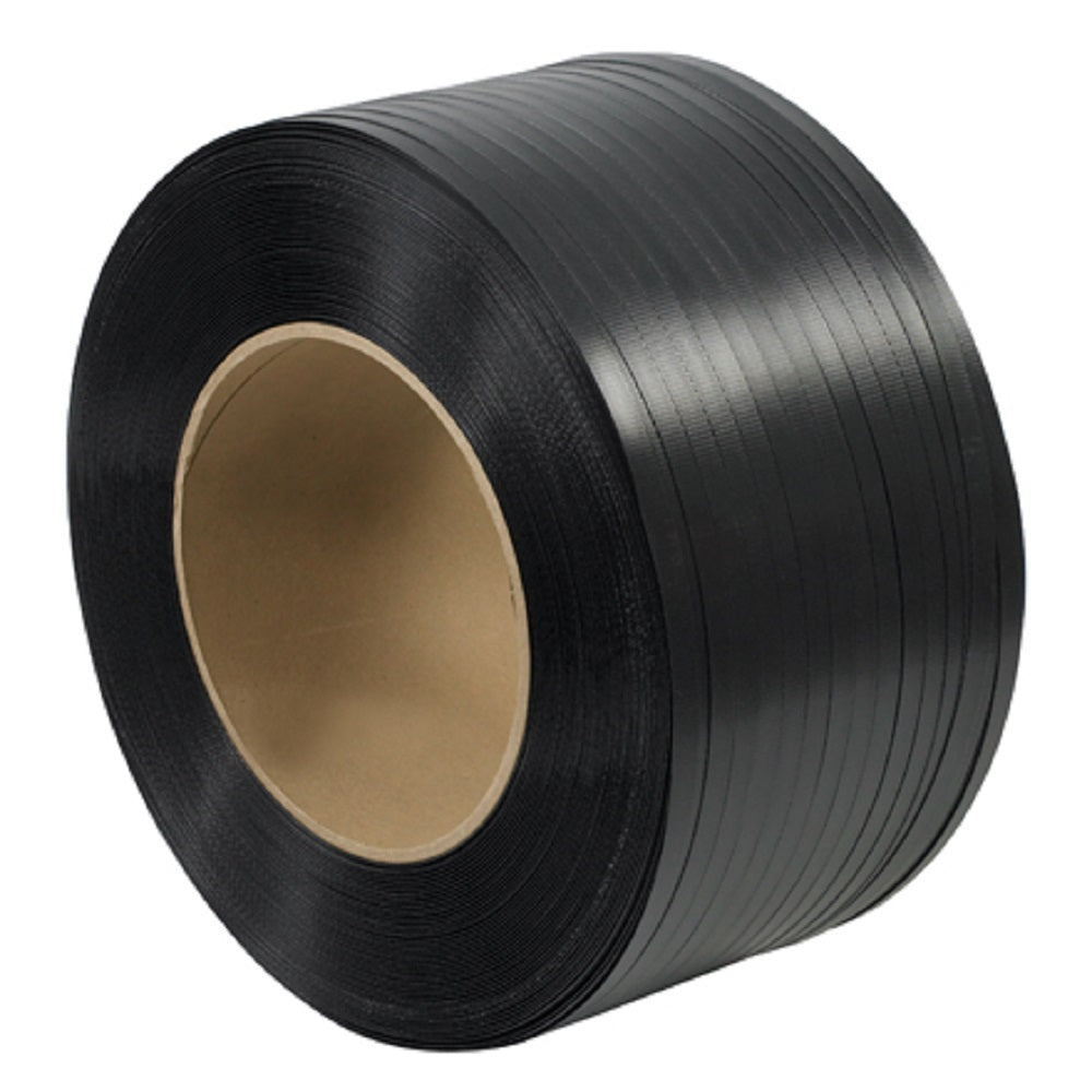 Black polypropylene strapping roll with cardboard core