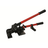 Heavy-duty lashing ratchet tool with red handle and black metal frame