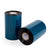 Thermal transfer ribbon roll with dark core, blue film and two stacked rolls