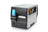 Zebra ZT411 industrial label printer with LCD screen and feed slot, dark gray and light gray